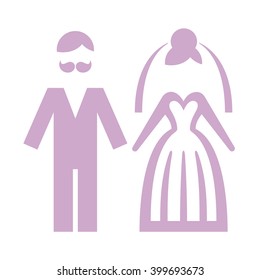 Wedding. Bride and groom icon. Vector illustration.