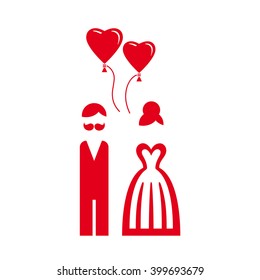 Wedding. Bride and groom icon. Vector illustration.