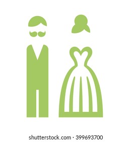 Wedding. Bride and groom icon. Vector illustration.