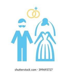 Wedding. Bride and groom icon. Vector illustration.