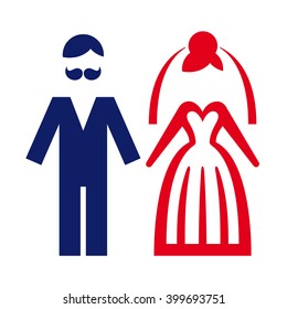 Wedding. Bride and groom icon. Vector illustration.