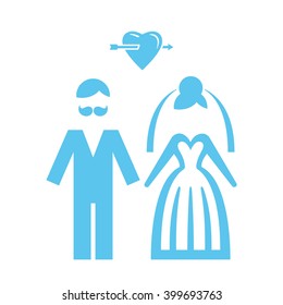 Wedding. Bride and groom icon. Vector illustration.