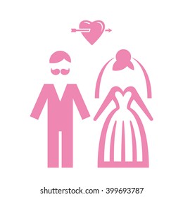 Wedding. Bride and groom icon. Vector illustration.