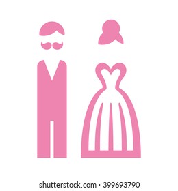 Wedding. Bride and groom icon. Vector illustration.