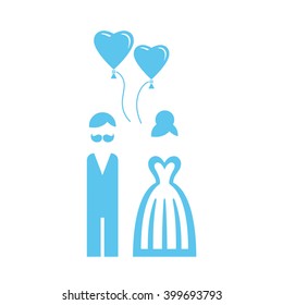 Wedding. Bride and groom icon. Vector illustration.