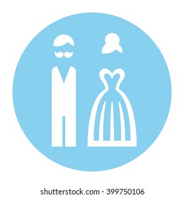 Wedding. Bride and groom icon. Vector illustration.