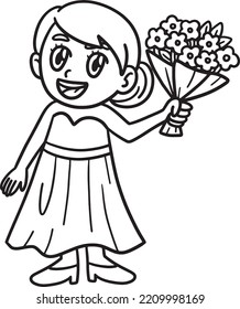  Wedding Bride Isolated Coloring Page for Kids