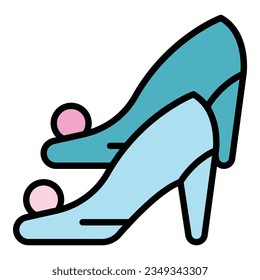 Wedding bride shoes icon outline vector. Event service. Ceremony party color flat