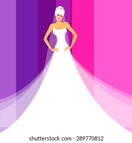 Wedding. The bride in a white dress . Concept design for advertising bridal salon , shop , invitations to the wedding , etc.