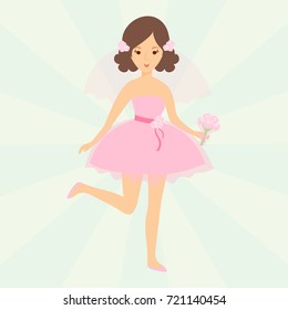 Wedding brides characters vector illustration celebration marriage fashion woman cartoon girl white ceremony dress