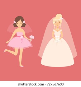 Wedding brides characters vector illustration