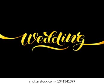 Wedding brush lettering. Vector illustration for decoration or banner
