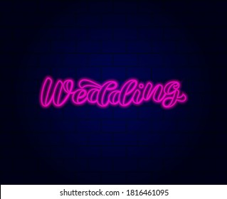 Wedding brush lettering. Vector stock illustration for poster