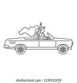 Wedding cabriolet icon. Outline wedding cabriolet vector icon for web design isolated on white background
