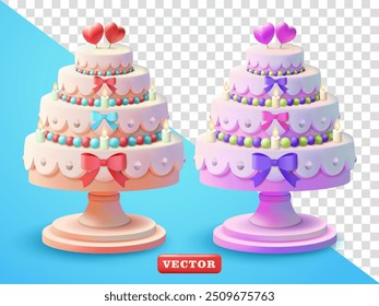 Wedding cake, 3d vector. Suitable for events and design elements