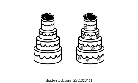 wedding cake, black isolated silhouette