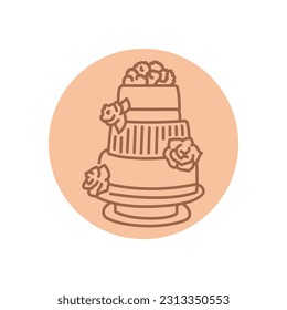 Wedding cake black line icon. Beautiful dishware. Pictogram for web page, mobile app, promo.
