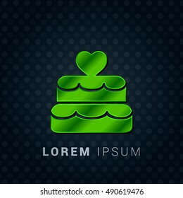 Wedding Cake Bright Green chromium precious metallic 3D Icon / Logo Design