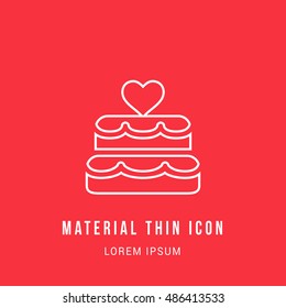 Wedding Cake Bright red material designed line thin flat icon / logo