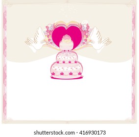 wedding cake card design 