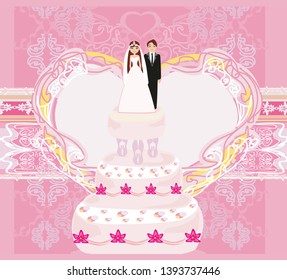 Wedding cake card design, Vector Illustration
