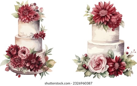 Wedding cake clipart, isolated vector illustration.