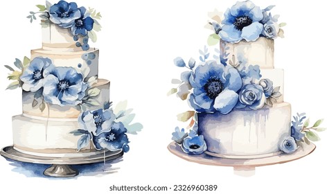 Wedding cake clipart, isolated vector illustration.