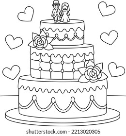 Wedding Cake Coloring Page for Kids