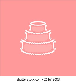 Wedding Cake Contour Logo. Pink Colors.