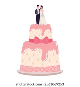 wedding cake with couple icon