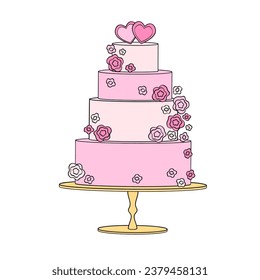 wedding cake with cream roses	
