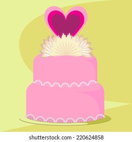 Wedding cake decorated with heart 