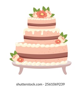 wedding cake delicious isolated design