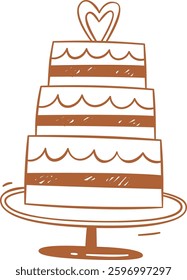 Wedding Cake Doodle Vector Illustration