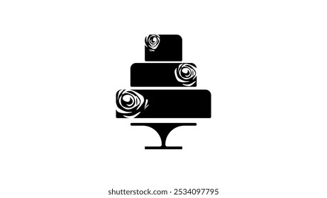 Wedding Cake emblem, black isolated silhouette