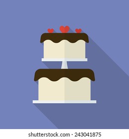 Wedding cake or festive cake. Flat style icon