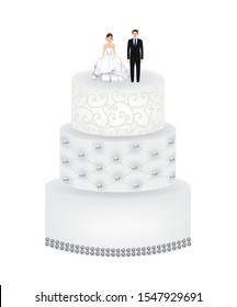 Wedding cake with figures. vector