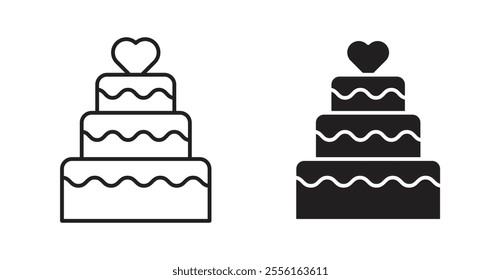 Wedding cake Filled flat icons set for apps and web ui designs.