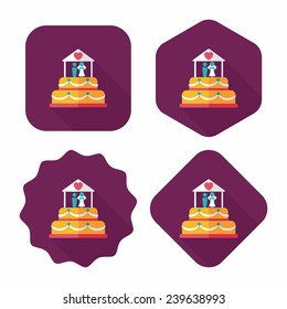 wedding cake flat icon with long shadow,eps10