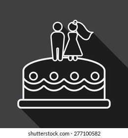 wedding cake flat icon with long shadow, line icon
