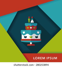 wedding cake flat icon with long shadow,eps10