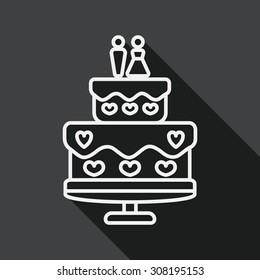 wedding cake flat icon with long shadow, line icon