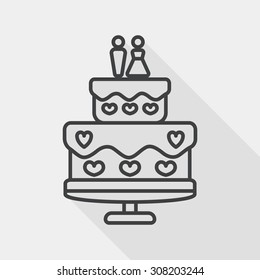 wedding cake flat icon with long shadow, line icon