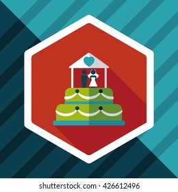wedding cake flat icon with long shadow,eps10