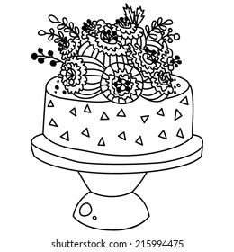Wedding Cake with Flowers