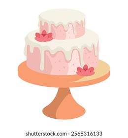 wedding cake with flowers isolated design