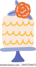 Hochzeit Kuchen mit Blumen Vektorillustration