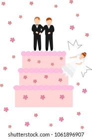 Wedding cake, gay concept vector illustration