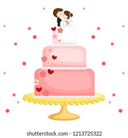 a  wedding cake with groom and bride