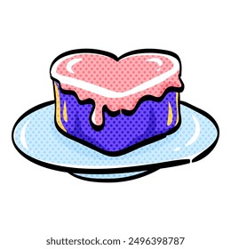 Wedding cake halftone icon hand drawn color vector illustration